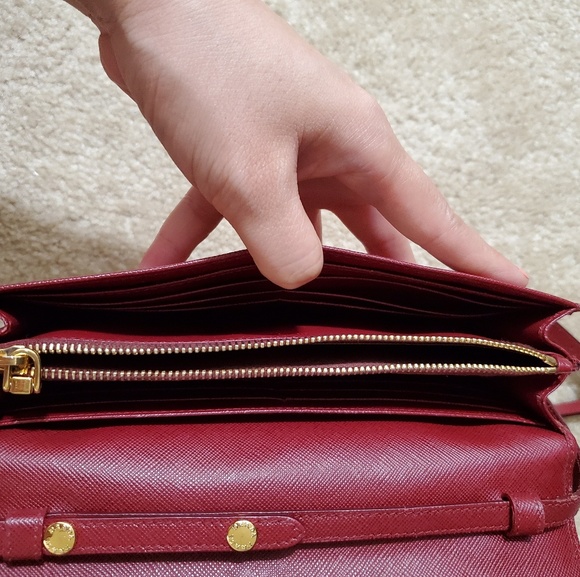 Prada Burgundy Saffiano crossbody WOC - Picture 5 of 8